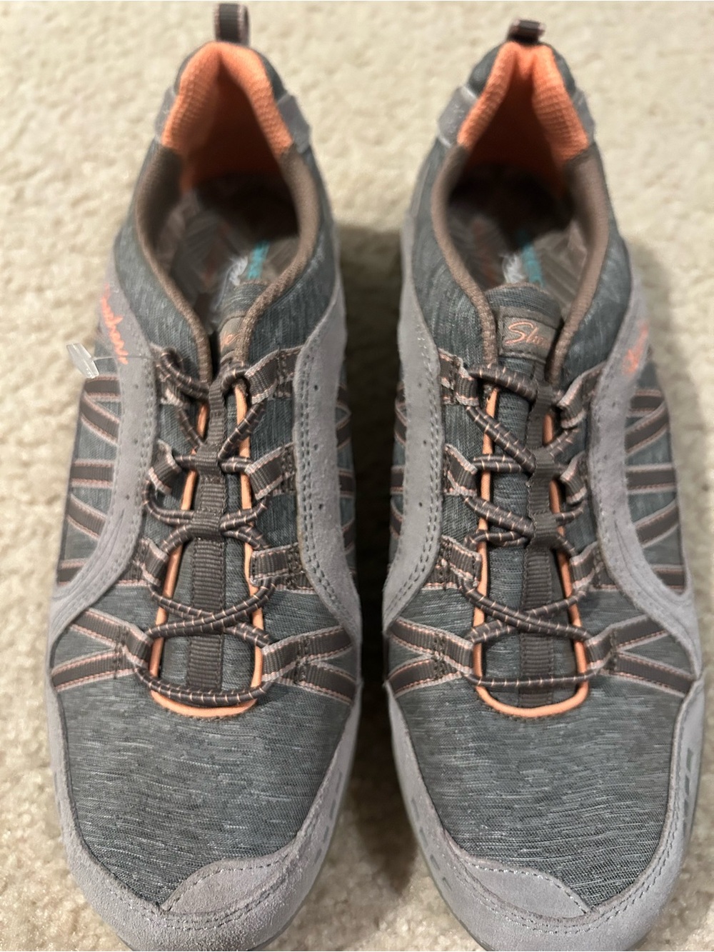 Skechers Women’s Gray Athletic Slip-On Sneakers with Peach Accents 8.5 NWOT